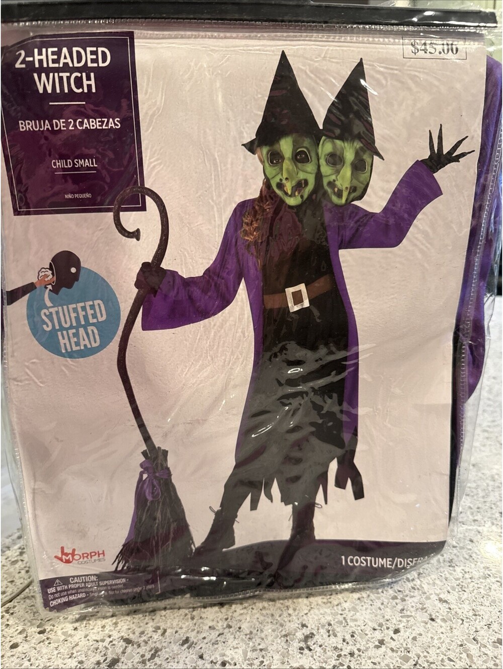 ⭐️Two-Headed Halloween Witch Costume Child Size Small